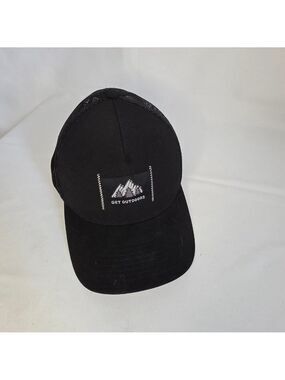Men's Life is Good Black "Get Outdoors" Mesh Back Trucker Hat One Size